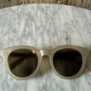 Madewell Halliday Glitter Creamy White Round Sunglasses